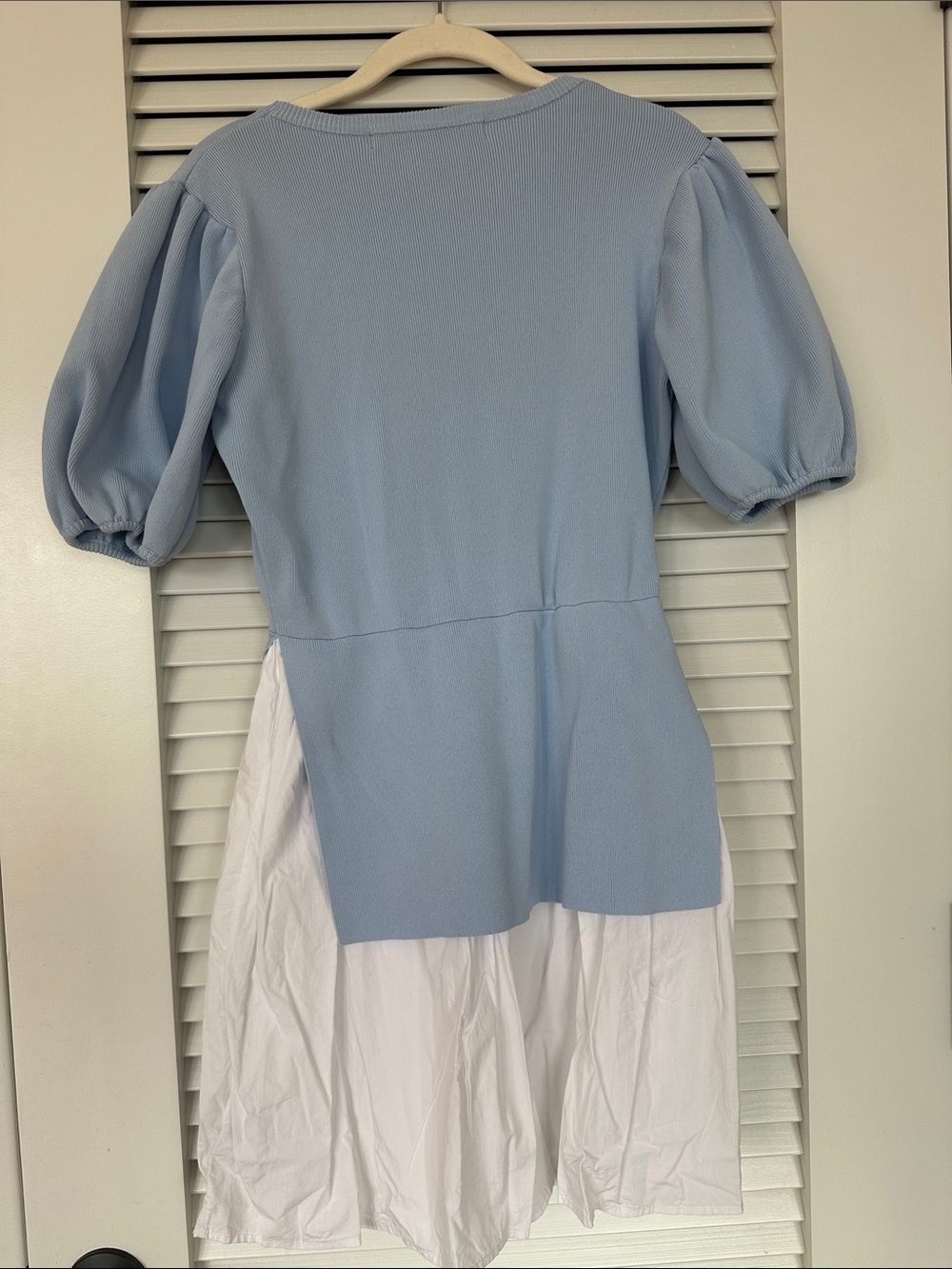 English Factory Powder Blue Mixed Media Puff-Sleeve Minidress - Picture 3 of 3